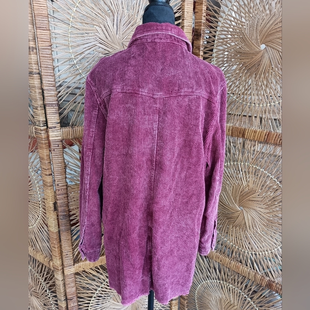 She + Sky Women's 100% Cotton Maroon Corduroy Shacket_ Med - Picture 6 of 10